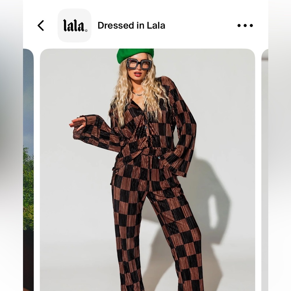 LALA ORIGINAL: Long Sleeve
Plissé Set in Mocha + Black
Checkerboard
